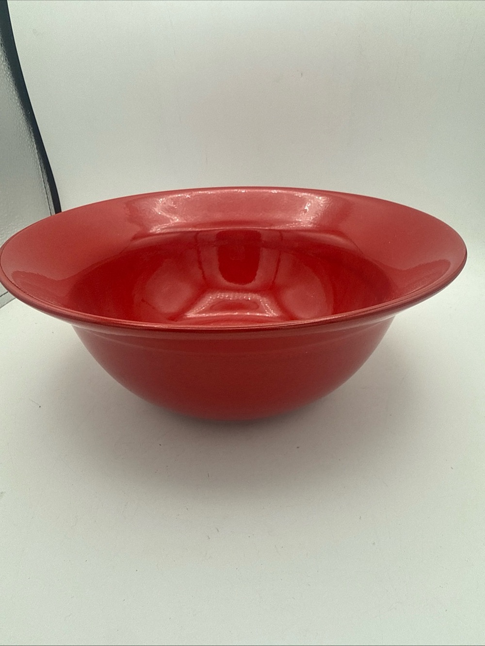 Earthenware Exclusively For Pier 1 Red Rimmed Salad Serving Bowl 10”x 5” Spain